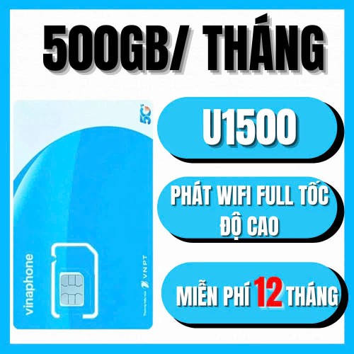 SIM VINAPHONE  U1500 500GB/THÁNG(TRỌN GÓI 12 THÁNG) - ĐĂNG KÝ CHÍNH CHỦ